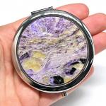 Зеркало с накладкой из чароита серебристое 76*70*12мм