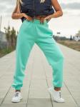Брюки джоггеры женские мятные с начесом
