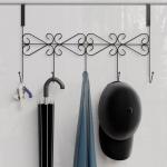 Вешалка на дверь на 5 крючков Доляна «Вензель», 38?22.5?10 см, чёрная