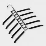 Плечики - вешалки для одежды Доляна, 38?40 см, многоуровневая, съёмные вешалки, антискользящее покрытие, чёрные