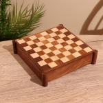 Игра настольная 3 в 1, шахматы, домино, кубики, доска 20?20 см, дерево шишам