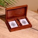 Игра настольная 2 в 1, кубики, 2 колоды карт, 18?12?4 см, дерево шишам