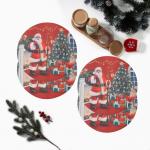 Набор салфеток сервировочных на стол «Этель. Санта», 4 шт., красные, круглые, d=30 см