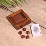 Игра настольная 2 в 1, кубики, колода карт, 11.5?11.5?3.5 см, дерево шишам