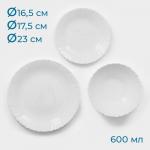 Столовый сервиз «Дива», 18 предметов: 6 тарелок d=17.5 см, d=23 см, d=16.5 см, стеклокерамика, белый