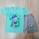 Костюм детский с шортами бирюзовый "LET'S ROLL"