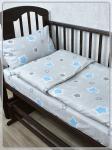 Детское постельное белье бязь Звездочки вид 8/1 светло-серый