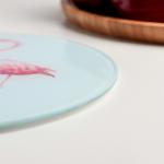 Доска разделочная Доляна «Влюблённые фламинго», d=20 см, стекло