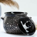 Горшочек для запекания Борисовская керамика «Мрамор», 650 мл, 12.5?12.5 см, чёрный