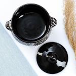 Горшочек для запекания Борисовская керамика «Мрамор», 650 мл, 12.5?12.5 см, чёрный