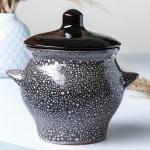 Горшочек для запекания Борисовская керамика «Мрамор», 650 мл, 12?12 см, керамика, чёрный