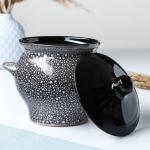 Горшочек для запекания Борисовская керамика «Мрамор», 650 мл, 12?12 см, керамика, чёрный