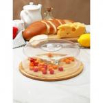 Блюдо для подачи с крышкой клош Доляна, d=28 см, бамбук