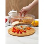 Блюдо для подачи с крышкой клош Доляна, d=28 см, бамбук