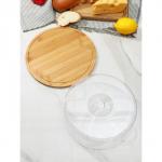 Блюдо для подачи с крышкой клош Доляна, d=28 см, бамбук