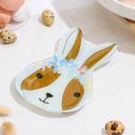 Блюдо сервировочное Доляна «Цветочный кролик», 20?13.5 см, стекло, белое