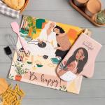 Кухонный набор подарочный Life is beautiful: полотенце, варежка-прихватка, кисть, лопатка, венчик