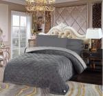 Велюровое стеганое покрывало Премиум "Ромбы-Hermes"-серый 220*240 см.