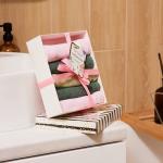 Салфетки махровые «Этель. Счастье это ты», 5 шт., 30?30 см, хлопок 100%, зелёные/розовые