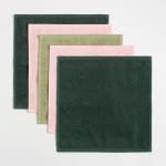 Салфетки махровые «Этель. Счастье это ты», 5 шт., 30?30 см, хлопок 100%, зелёные/розовые