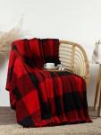 Плед «Этель. Клетка чёрно-красный», 200?220 см, корал-флис 220 г/м?