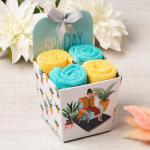 Салфетки махровые декоративные «Этель» Spa day, 4 шт., 30?30 см, хлопок 100%, голубые, жёлтые