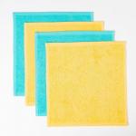 Салфетки махровые декоративные «Этель» Spa day, 4 шт., 30?30 см, хлопок 100%, голубые, жёлтые