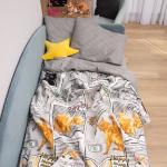 КПБ 1,5 спальный с 1 нав.50*70, поплин,100% хлопок, пл. 110 гр./кв.м 'Коты мемы' Пододеяльник 146х217; простыня 150х217; наволочка 50х70-1 шт.