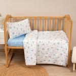 КПБ детский 'Simple life', поплин, 'Мильфлёр (голубой) ВБ' Пододеяльник 112х147; простыня 150x190;наволочка 40х60 (1шт)