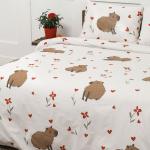 КПБ 1,5 спальный с 1 нав.50*70, поплин,100% хлопок, пл. 110 гр./кв.м 'Капибара основа (светлый фон)' Пододеяльник 146х217; простыня 150х217; наволочка 50х70-1 шт.