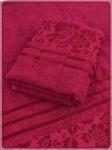 Набор махровых полотенец Атласная лента жаккард вишневый