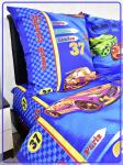 Детское постельное белье бязь Гонки вид 1 синий
