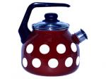 Чайник 3 л со свистком Белый большой горох, вишнёвый, с пл.кн.  C2717.3ЯР*106
