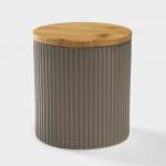 Банка для сыпучих «Дымка», 1.1 л, 12?13 см, с бамбуковой крышкой, керамика, бежевая