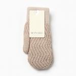 Варежки вязаные женские MINAKU, цвет песочный, размер 24 см