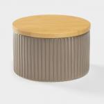 Банка для сыпучих «Дымка», 570 мл, 12?7.5 см, с бамбуковой крышкой, керамика, бежевая