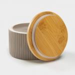 Банка для сыпучих «Дымка», 570 мл, 12?7.5 см, с бамбуковой крышкой, керамика, бежевая