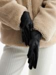 Перчатки женские с пуговками, безразмерные, с меховым утеплителем, цвет чёрный