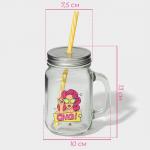 Банка с крышкой и трубочкой «Комикс», 450 мл, 10?7.5?13 см