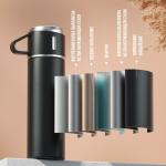 Набор «Мастер К», термос 500 мл и 3 кружки 160 мл, сохраняет тепло 12 ч, нержавеющая сталь, чёрный