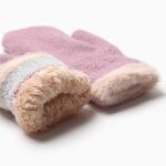 Варежки женские меховые MINAKU опушка, размер 22 см, сиреневые