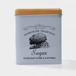 Банка для сахара «Дом и поле», 1.1 л, 12?10 см, жесть, белая