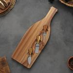 Набор для подачи сыра Magistro Bottle, 3 ножа, 48?17?1.5 см, акация