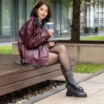 Носки Tezido Lady's Т2523 рубчик темно-серый меланж