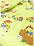 Детское постельное белье бязь Зайчики с корзинкой вид 3 зеленый