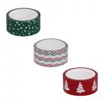 Набор декоративного скотча тм Сноубум, 3 шт, 1,5см x 3 м, бумага, 2 диз.