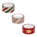 Набор декоративного скотча тм Сноубум, 3 шт, 1,5см x 3 м, бумага, 2 диз.