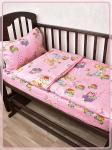 Детское постельное белье бязь Зайчики с корзинкой вид 1 розовый