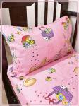 Детское постельное белье бязь Зайчики с корзинкой вид 1 розовый