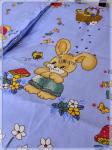Детское постельное белье бязь Зайчики с корзинкой вид 2 синий